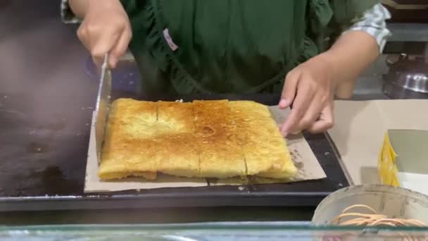 Process Making Famous Food Indonesia Which Usually Called Martabak Martabak — Stock Video