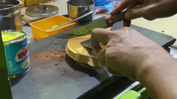 Proses Pembuatan Hidangan Penutup Apam Balik Malaysia Hidangan Penutup Indonesia — Stok Video