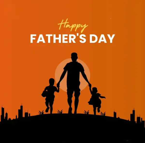 Babalar ve çocukların siluetleriyle Babalar Günün kutlu olsun. Babalar Günü 'nden güzel bir mesajla vekil tebrik kartı..