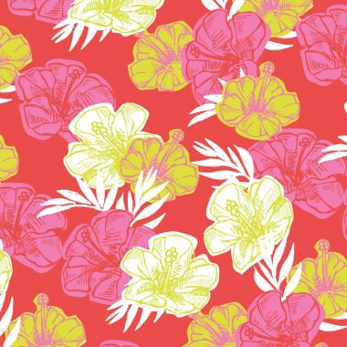 Arka planı olan çiçek desenli tasarım, hazır kumaş ve vektör çizimi için