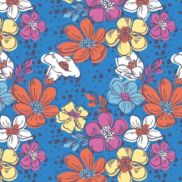 Kumaş tasarımı için arkaplanda çiçek desenli tasarım, kusursuz desen çizimi