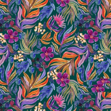 Pürüzsüz arka planda parlak suluboya deseni, illüstrasyon