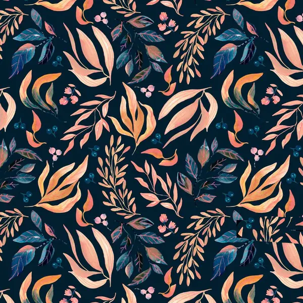 Arka planda koyu suluboya çiçek deseni, illüstrasyon