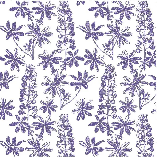 Arka planda Lupin çiçek deseni, illüstrasyon