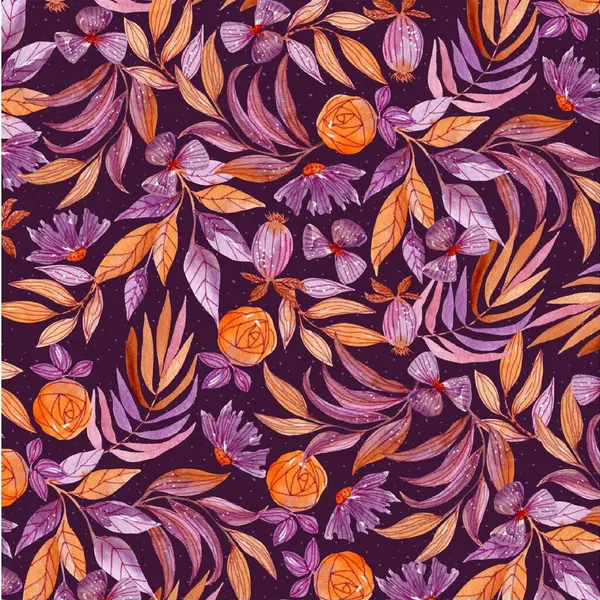 Arka planda sonbahar suluboya deseni, illüstrasyon