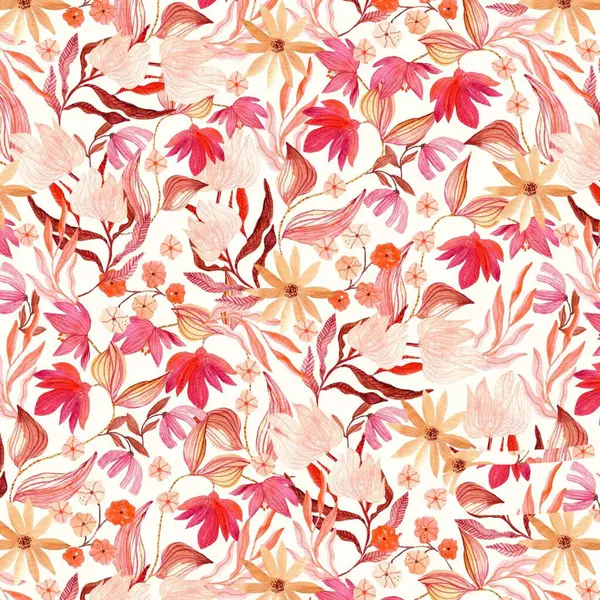 Arka planda kırmızı çiçek deseni, illüstrasyon