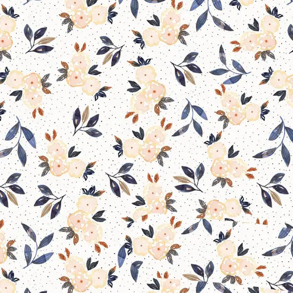 Suluboya küçük çiçekler arka planda elle boyanmış desen, illüstrasyon