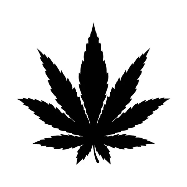 Ilustracja Liści Marihuany Odizolować Sylwetkę Zioło Lecznicze Dla Relaksu — Zdjęcie stockowe