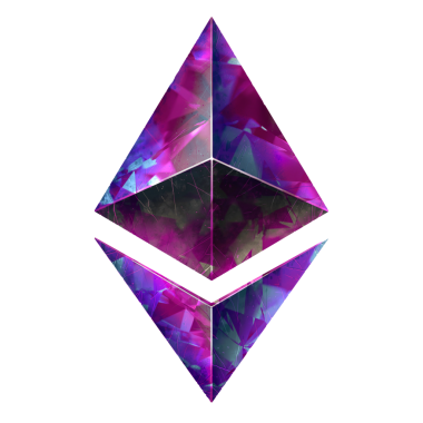 Pembe kristal Ethereum Sembol çizimi gerçekçiliği izole eder. Eth logosu. Kripto para birimi PNG.