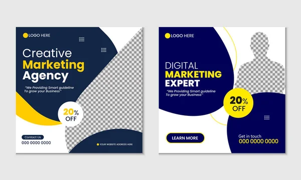 Düzenlenebilir kare iş dünyası sosyal medya tasarım şablonu, web pankartı tasarımı, Instagram postası ve web reklamları, poster, modern yerleşimli vektör ilüstrasyonu.