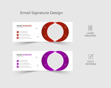 Modern ve temiz e-posta imza tasarımı, e-posta dipnotu veya yaratıcı planlı kişisel sosyal medya afişi.