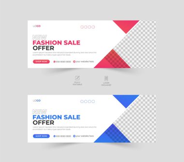 Moda satışı facebook kapağı tasarım şablonu, sosyal medya kapağı ve web reklam tasarımı, moda indirimli pankart.