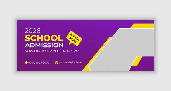 stock vector School admission social media cover template, education facebook cover design, web banner ads.