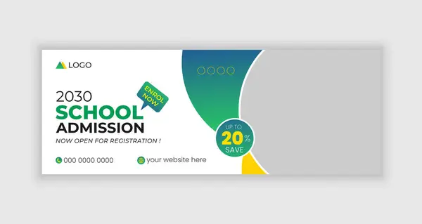 stock vector School admission social media cover template, education facebook cover design, web banner ads.