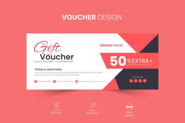 Hediye çeki tasarım şablonu, soyut şekilli alışveriş için son moda indirim kuponu, modern moda arka plan tasarımı, hediye ve alışveriş için yaratıcı kupon şablonu