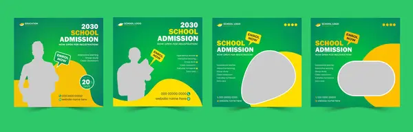 Okul giriş sosyal medya reklamları resim seti, Eğitim afişi tasarım şablonu paketi, okula dönüş postası.