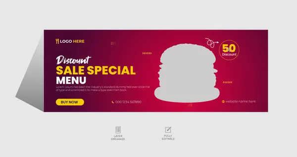 Restoran fast food satışı facebook kapak tasarımı, sosyal medya afişi, sayfa zaman çizelgesi, başlık, web afişi.
