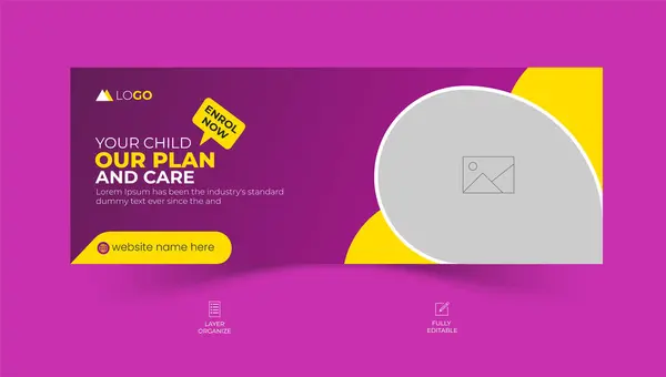 Okul giriş facebook kapağı tasarımı, okula dönüş sosyal medya afişi, online eğitim afişi şablonları.