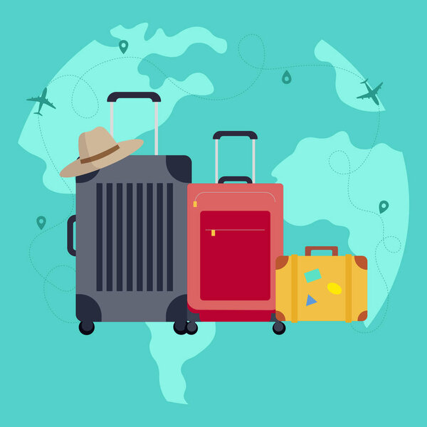 Дизайн Luggage Flat Illustration