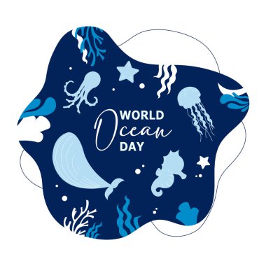 Dünya Okyanuslar Günü düz illüstrasyon