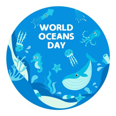 Dünya Okyanusu Günü düz illüstrasyon