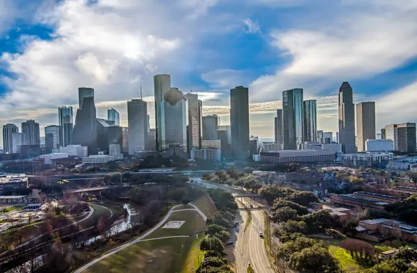 Houston Teksas 'taki Buffalo Bataklığı' nın havadan görünüşü.