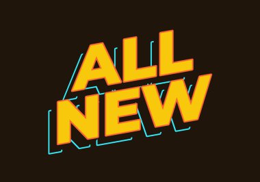 Tamamen yeni. Metin efekti 3 boyutlu sarı renkte görünüm