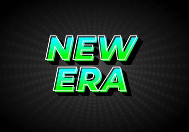 New era. Text effect design in gradient green blue color, 3D look. Dark background clipart