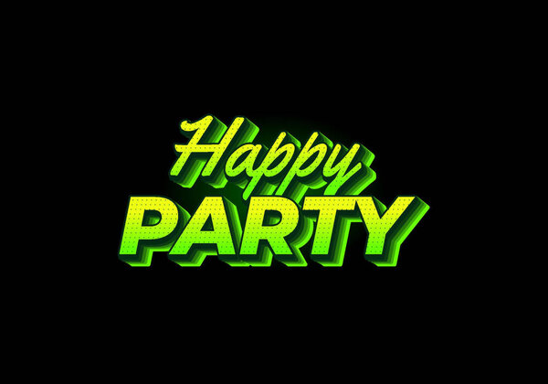 Happy party. text effect design in modern style.eye catching color. 3D look
