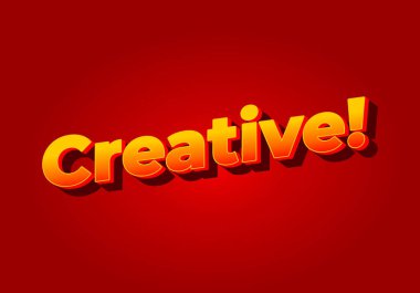 Yaratıcı. Metin efekti dizaynı sarı kırmızı renkte. Kırmızı arkaplan