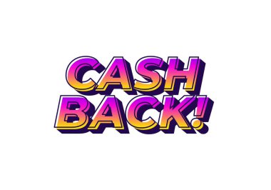 Parayı geri ver. Göz alıcı renklerde metin etkisi tasarımı ve 3B görünüm