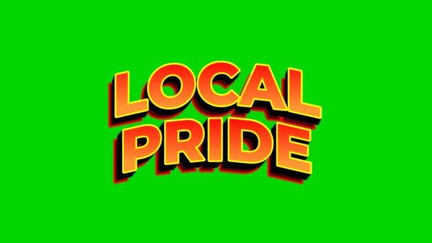 Local Pride Text Effect Animation Design Yellow Red Color Green — Stock Video