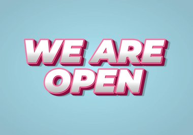 Açığız. 3B görünüm ve göz alıcı renkler içeren metin efekti tasarımı