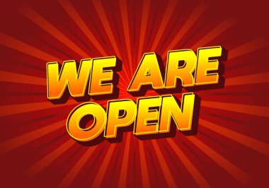 Açığız. 3B görünüm ve göz alıcı renkler içeren metin efekti tasarımı