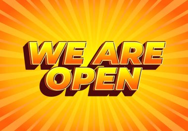 Açığız. 3B görünüm ve göz alıcı renkler içeren metin efekti tasarımı