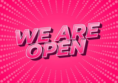 Açığız. 3B görünüm ve göz alıcı renkler içeren metin efekti tasarımı