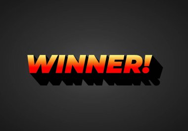 Kazandım. 3B biçiminde modern renkte metin efekti tasarımı