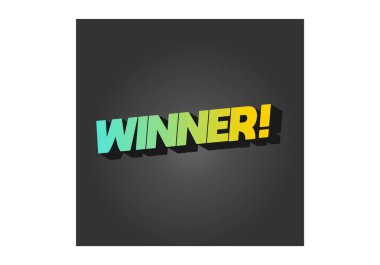 Kazandım. 3B biçiminde modern renkte metin efekti tasarımı