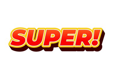 - Süper. 3B görünümlü renkli metin efekti tasarımı