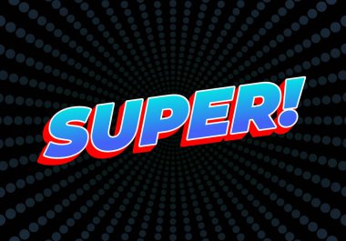 - Süper. 3B görünümlü renkli metin efekti tasarımı