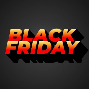 Kara Cuma. Sosyal medya reklamları için üç boyutlu tam renkli metin efekti tasarımı