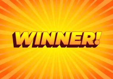 Kazandım. 3B biçiminde modern renkte metin efekti tasarımı