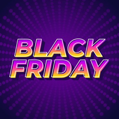 Kara Cuma. Sosyal medya reklamları için üç boyutlu tam renkli metin efekti tasarımı