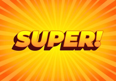 - Süper. 3B görünümlü renkli metin efekti tasarımı