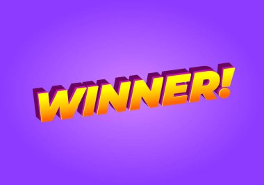 Kazandım. 3B biçiminde modern renkte metin efekti tasarımı