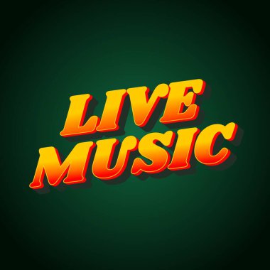 Canlı müzik. Sosyal medya pazarlama reklamları için 3B biçiminde metin efekti tasarımı