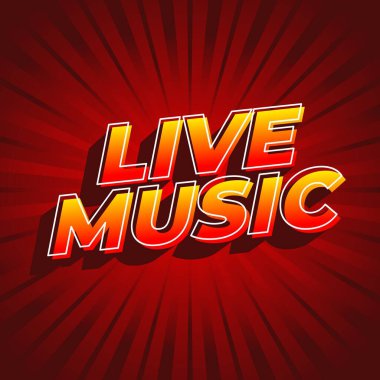 Canlı müzik. Sosyal medya pazarlama reklamları için 3B biçiminde metin efekti tasarımı