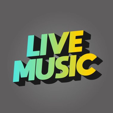 Canlı müzik. Sosyal medya pazarlama reklamları için 3B biçiminde metin efekti tasarımı