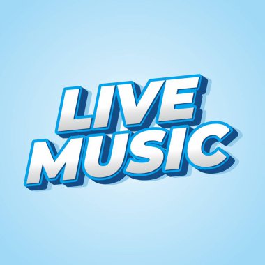 Canlı müzik. Sosyal medya pazarlama reklamları için 3B biçiminde metin efekti tasarımı