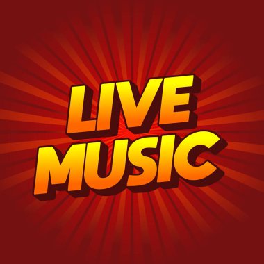 Canlı müzik. Sosyal medya pazarlama reklamları için 3B biçiminde metin efekti tasarımı